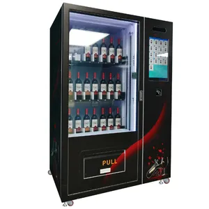 Micron wine vending machine with elevator system, this vending machine is suitable for glass bottle drink, elevator will deliver wine to pick up box